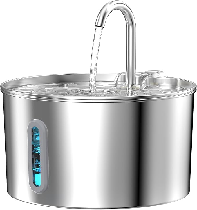 Cat Water Fountain Stainless Steel with 12 Set Cat Water Fountain Filters - 12 Carbon Filters & 12 Foam Filters