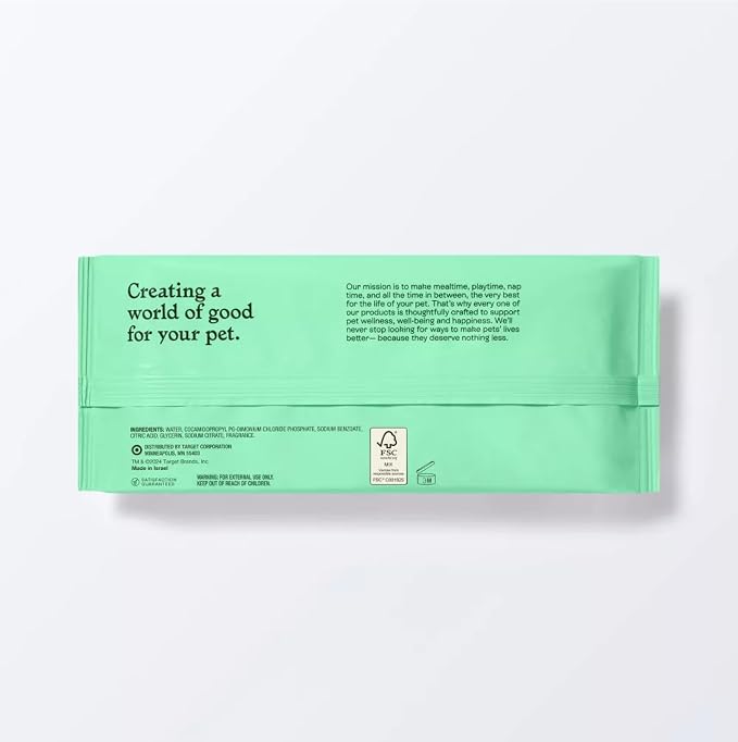 Dog Grooming Wipes – 5 Pack (300 Total), Botanical Mint Scent – Gentle, pH-Balanced Pet Wipes for Paws & Fur – Plant-Based, Alcohol-Free – 7.9" x 7.7" Each