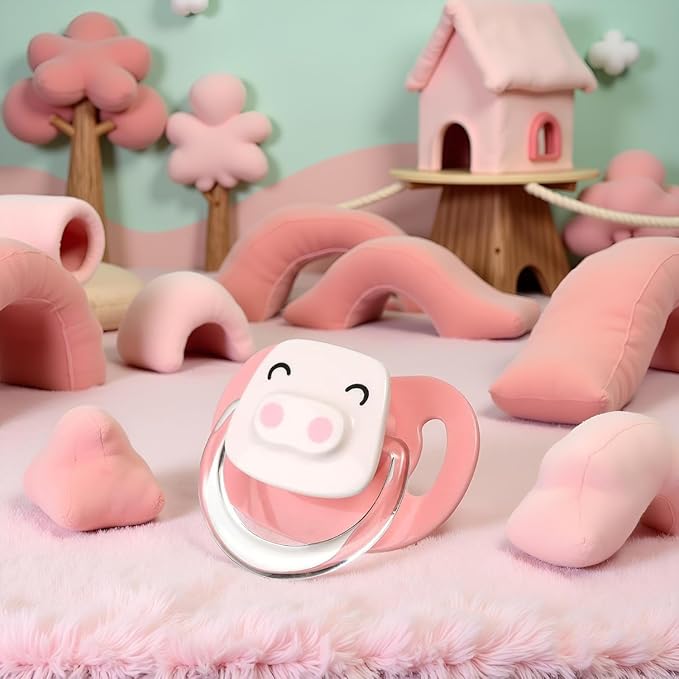 Pink Pet Silicone Calming Pacifier, Dog Pacifiers for Small Dogs, Kitten Pacifiers, Puppy Teething Toys and Cat Chew Toys, Essential Pet Supplies, Puppy Essentials and Kitten Supplies (Pink Pig)