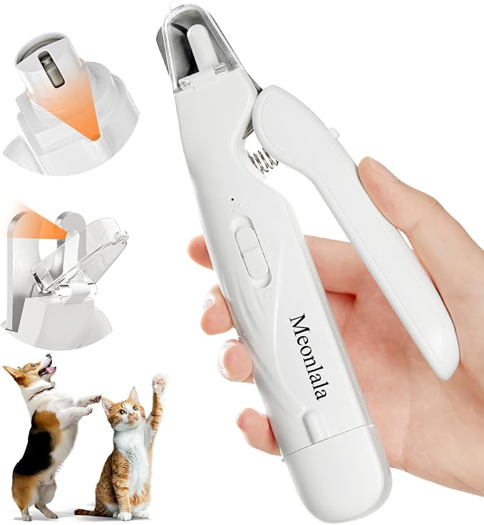 Dog Nail Clippers with Light and Dog Nail Grinder Quiet, Dog Nail Trimmers | 2-in-1 Pet Nail Grinder for Dogs with Guard, Cat Nail Trimmer, Cat Nail Clipper, Dog Nail File, Silent Groom Pro Nail Grinder