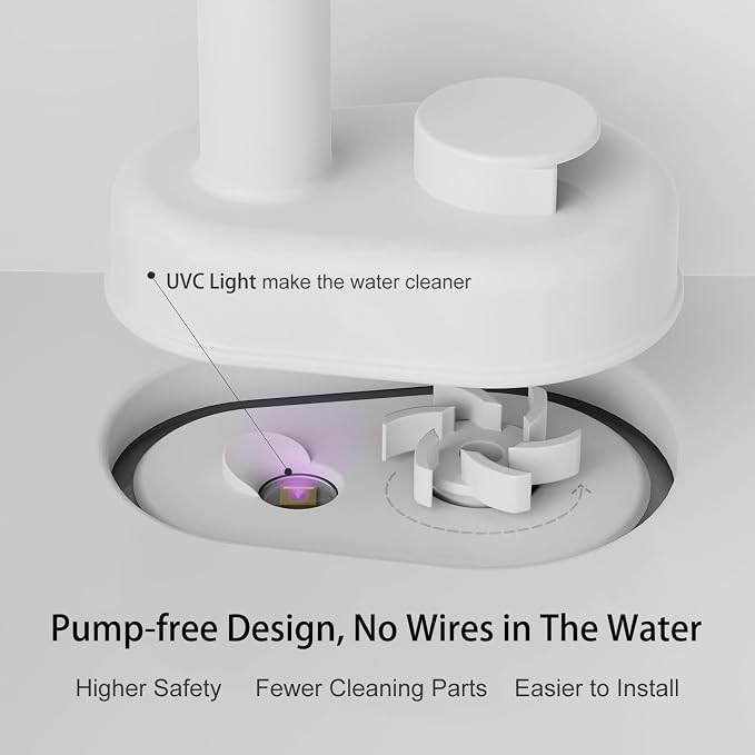 Cat Water Fountain, Battery Operated Wireless Cat Fountain, 122oz/3.6L Pumpless Water Fountains for Cats Indoor with Stainless Steel Tray, Dog and Pet Water Fountain (Pink, Fountain+2 Fliters)