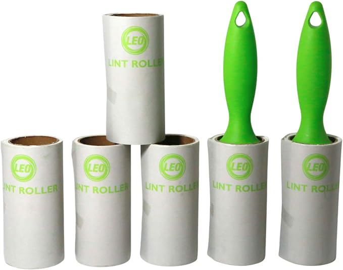 Leo Extra Sticky Peel Tape Pet Hair Lint Roller, Professional Lint Remover for Clothes, Furniture, Laundry, Pick-Up Roller with Spiral Sheets, 6 Pack, 60 Sheets/Roller 360 Sheets Total