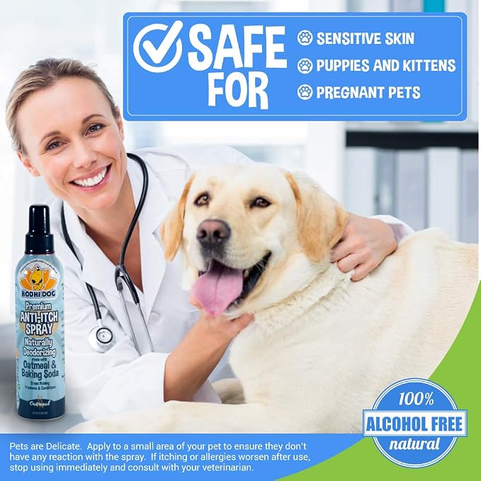 Bodhi Dog Itch Relief Spray - Natural Relief for Dry, Itchy, Allergic, or Bug-Bitten Skin - Safe for Dogs & Cats - Soothing Oatmeal Formula - Made in USA (Oatmeal, 8 Fl Oz)