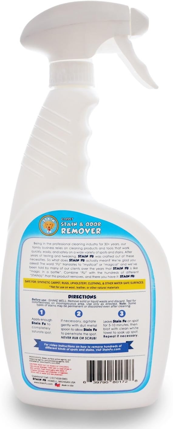 Pet Stain & Odor Remover – Carpet Cleaner Spray for Dog & Cat Urine, Feces, Vomit, Coffee & Wine Stains – Upholstery, Rugs & Furniture Cleaner – 24 oz