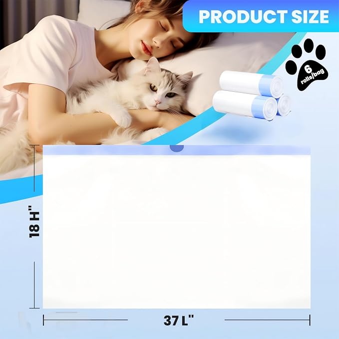 60 Pack Large litter box liners - 3MIL Extra Thick Leakproof Litter Box Liners, 31"x18" Heavy Duty Drawstring Cat Litter Liners, Odor Control Disposable Kitty Litter Bags 6 Roll