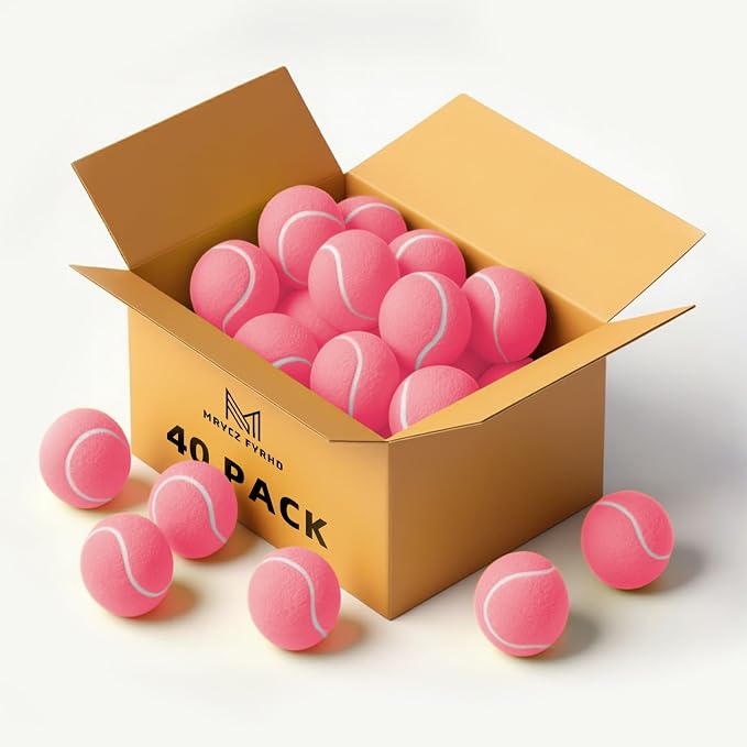 30/40 Pack Training Tennis Balls, Pet Dog Playing Balls, Practice Tennis Balls with Mesh Bag for Transport and Beginner Training