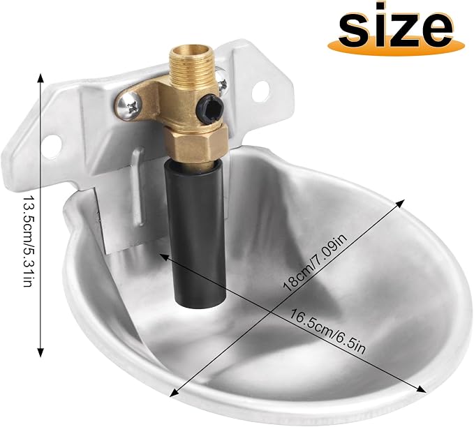 Stainless Steel Sheep Automatic Water Drinking Bowl Drinking Troughs,Livestock Water Bowl with Copper Valve,Automatic Waterer for Goat Calves Cattle Pig Dog Piglets