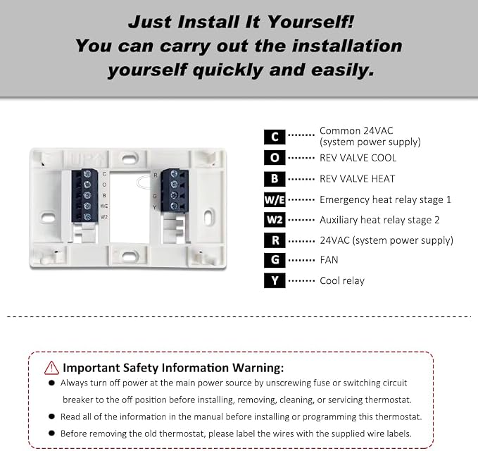 Super Programmable Thermostat for Home，2 Heat/1 Cool Heat Pump Or 1 Heat/1 Cool Conventional Systems, Blue Backlight