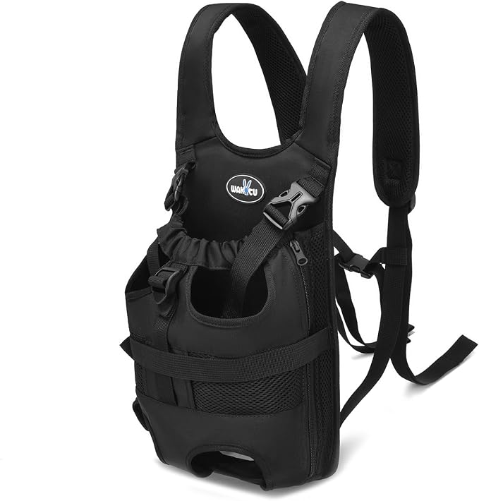 Wakytu Dog Front Carrier Backpacks for Small Dogs, Legs Out Pet Carrier Sling Backpack with Adjustable Padded Ventilated Shoulder Straps, Easy-Fit for Traveling Hiking Camping, Medium