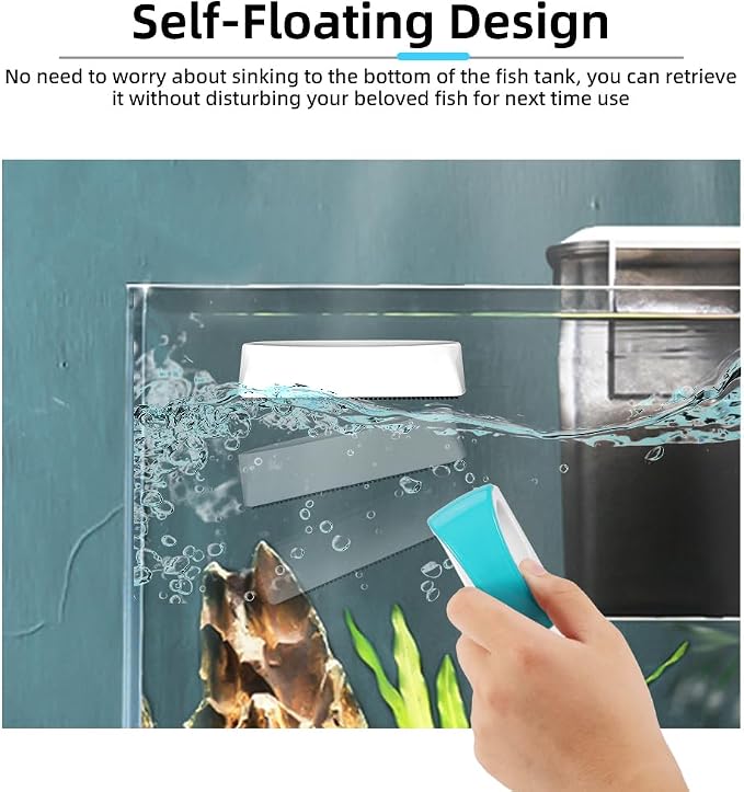 DaToo 2 Pieces Aquarium Magnetic Brush Glass Fish Tank Algae Scrapers Glass Cleaner Floating Scrubber Aquarium Clean Brush (Size L)