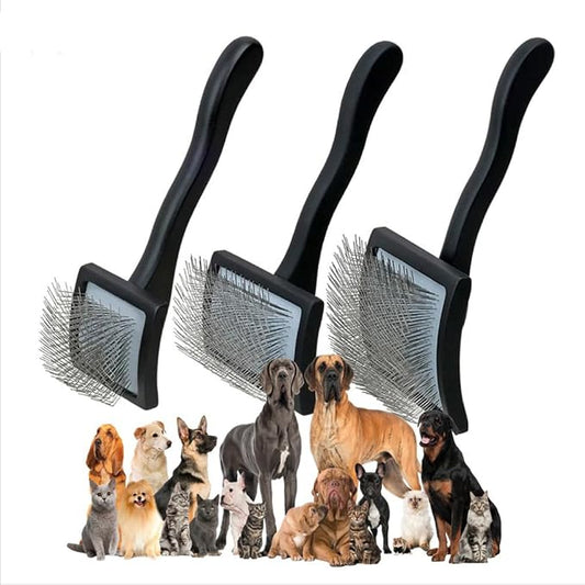 Slicker Brush Perfect For Dogs and Cats (Big and Medium Dogs, Goldendoodles, Labradoodles, Poodles and Cats) Curved Design for Thick, Fluffy, Detangled and Shedding Fur (Black, Small)
