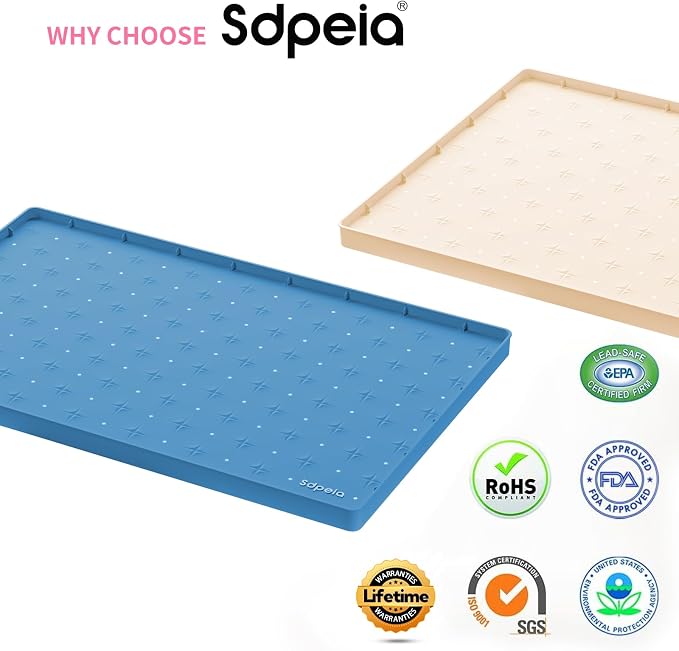 Sdpeia Under Sink Mat 34"×22" Waterproof Silicone Cabinet Liner & Sink Protector for Kitchen & Bathroom, Multi-Purpose Organizers Tray for Pets, Laundry, Cat Litter Mat