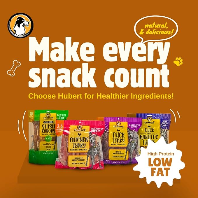 Hubert Pet Duck Jerky Dog Treats, Grain Free, High Protein, Low Fat, 2.5 lb