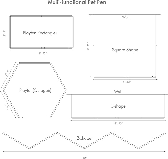 PAWLAND 6 Panels Dog Gate Indoor with Walk Through Door, Foldable FreeStanding Pet Gate for Doorways, Stairs, the Houes, Pet Puppy Safety Fence, 120 in Extra Wide, Support Feet Included, White