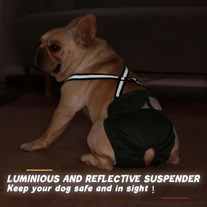 Female Dog Diaper with Suspender Detachable，3 Pack Reusable Washable Durable Girl Doggie Diapers Pants for Small Medium Large Dog in Heat Cycle and Incontinence Period,DDFS01M