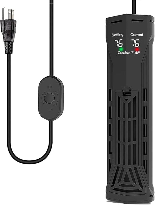 Carefree Fish 200/300/500/800W Aquarium PTC Ceramic Heater Dual Independent Chips Dual Overheat Protection Dual Water Level Sensors for Freshwater and Saltwater No Cooking Fish