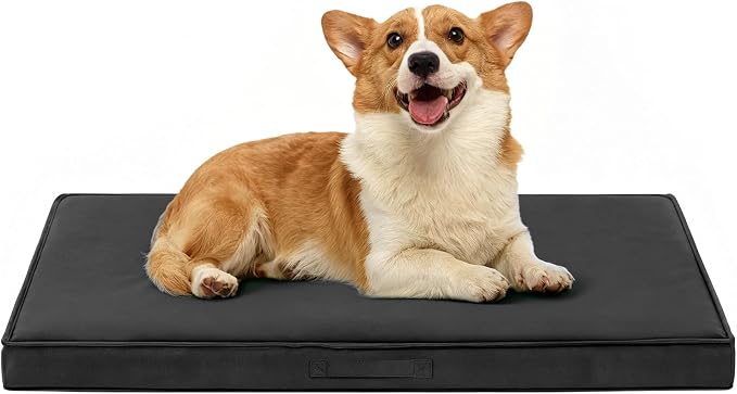 Outdoor Dog Bed for Medium Sized Dogs, Waterproof Dog Bed Medium, 36x27x3 Inch, Orthopedic Dog Bed with Removable Washable Cover, Flat Rectangle Pet Crate Pad for Kennel, Outside, Dark Grey