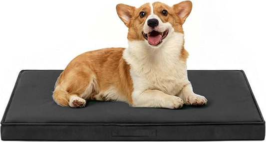 Outdoor Dog Bed for Medium Sized Dogs, Waterproof Dog Bed Medium, 36x27x3 Inch, Orthopedic Dog Bed with Removable Washable Cover, Flat Rectangle Pet Crate Pad for Kennel, Outside, Dark Grey