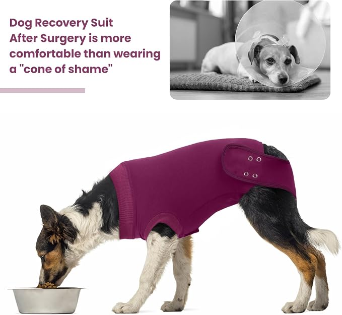 IDOMIK Dog Recovery Suit for Female Spay - Adjustable Anti-Licking Dog Post Surgery Onesie, Male Female Dogs Neuter Spay Suits, Soft Abdominal Wound Bandage & E-Collar Cone Alternative
