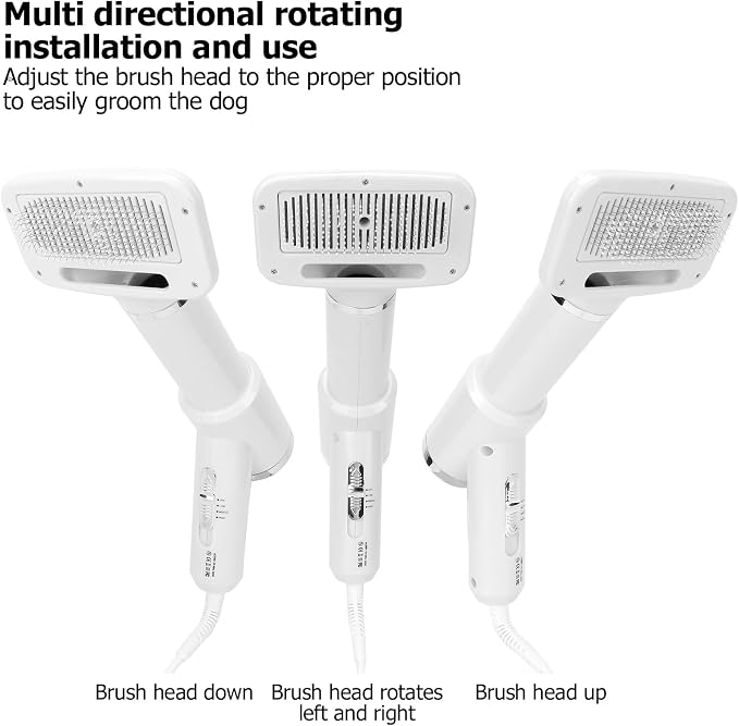 Dog Hair Dryer with Slicker Brush, Portable Dog Blower,Ergoesnomic Electric Grooming Blower with 135° Textile Needle Comb for Cats & Dogs - US Plug 110V
