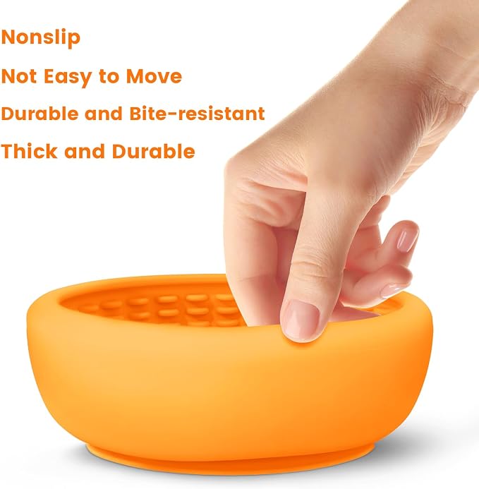 Dog Slow Feeder Licking Bowl,Freezeable Anxiety Relief Treat Dispenser, Non-Slip Anti-chocking Pet Dish,Entertainment Interactive Puzzle Toy for Small Medium Breed, BPA Free Silicone Dishwasher Safe