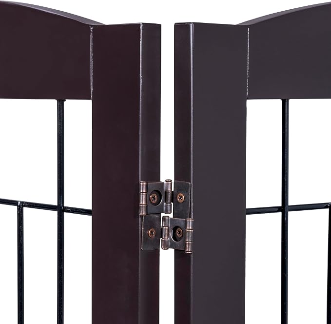 Spirich Freestanding Wire Pet Gate for Dogs, 30 inches Tall Dog Gate for The Houes, Doorway, Stairs, Pet Puppy Safety Fence,Set of Support Feet Included (Espresso, 4 Panels) ASIN: B07T8Z8NKL