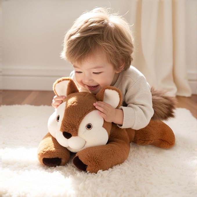 Niuniu Daddy 20" | 3.3 Pound Weighted Squirrel Stuffed Animal Plushie for Adults & Kids, Large Weighted Lap Pillow for Comfort, Soft Sensory Stuffy Toy as Gift for Holidays