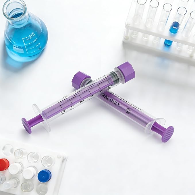 3ml Syringes with Cap without Needle - 3cc Plastic Syringe for Liquid, Feeding, Blister-Packed, Pack of 50