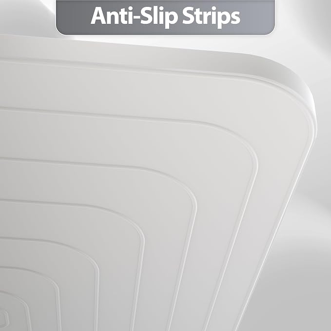 Silicone Dog & Cat Food Mat with Raised Edge, 24"x16" Extra Thick Waterproof Non-Slip Pet Feeding for Food and Water Bowls, Spill Proof Mat to Protect Floors, BPA Free Dishwasher-Safe,Sand White