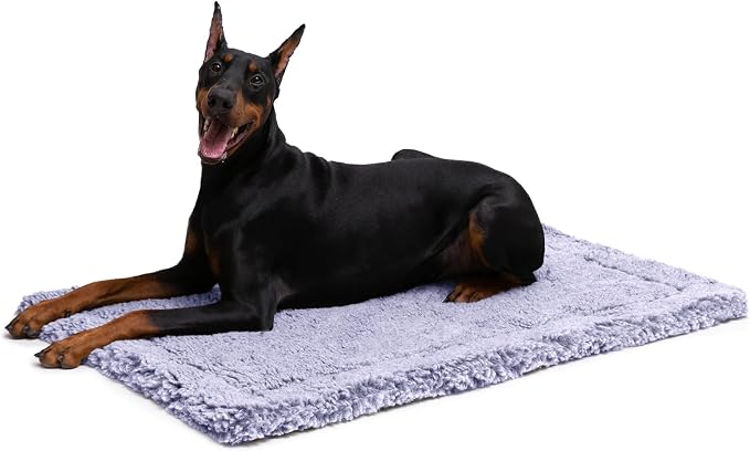 PELZIN Stoutwool Indestructible Dog Bed - Fluffy Chew Proof Dog Crate Pad - Tough Kennel Pad for Aggressive Chewers - Washable, Ideal for Large Breeds & Fits 42-Inch Crate - 41"x27", Jacaranda