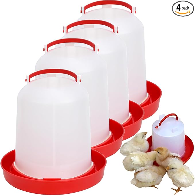 Poultry & Bird Water Dispenser 6L, 4-Pack – Easy to Refill Hanging Chicken Waterer for Ducks, Quail, and Small Birds