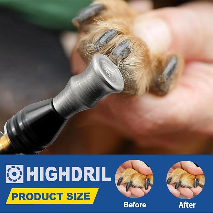HIGHDRIL Diamond Rotary Nail Grinder Bits for Dog - 5PCS 1/8" Replacement Grinder Wheel for Pets Nail Care
