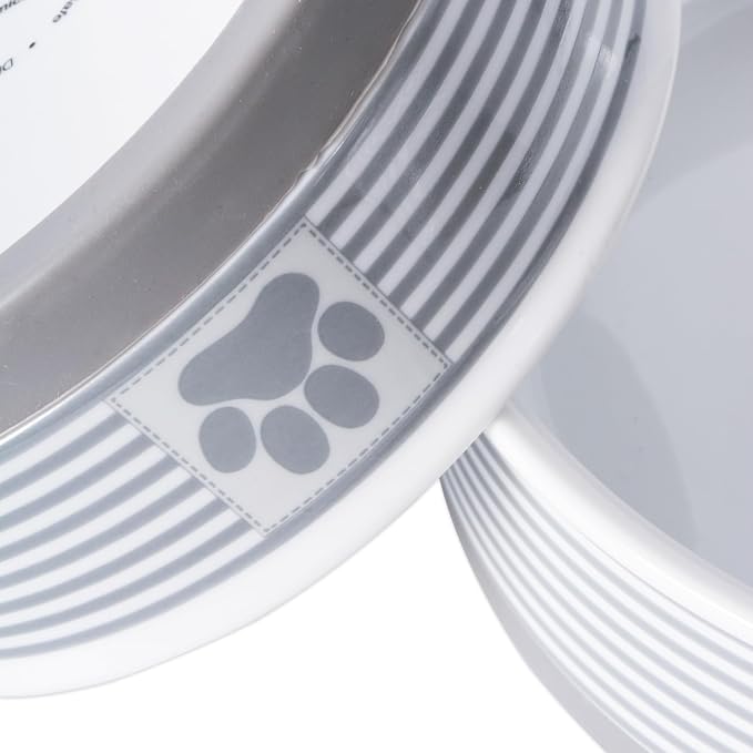 Bone Dry Paw & Patch Ceramic Pet Collection, Large Bowl, 7.5x2.4", Gray