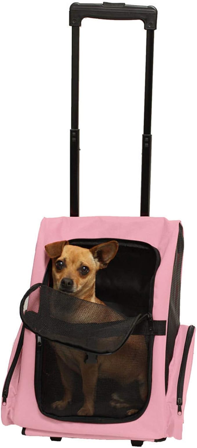 Pet Carrier Backpack with Removable Wheels, Pet Travel Rolling Backpack,Strong Breathable Mesh Panels, Airline Approved for Small Dogs and Cats for Hiking Carrying Walking Outdoor Bag
