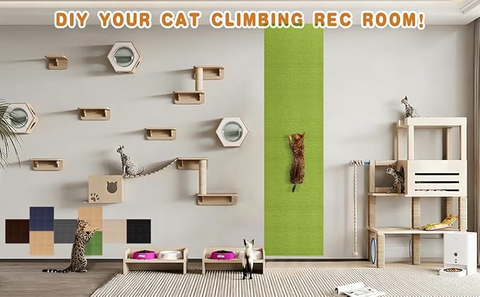 4pack Cat Scratch Couch Furniture and Wall Protector | Adhesive Cat Scratch Pad for Covering Cat Tower, DIY Climbing Cat Scratcher Couch Protector from Cat Claws Scratching (Green)