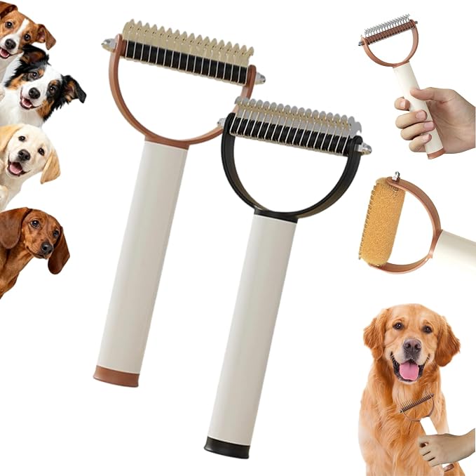 Pet Pro Grooming Tool for Dogs, Dual Sided Pet Grooming Comb, Deshedding Brush Removes Tangles Knots,Dematting Comb for Dogs and Cats