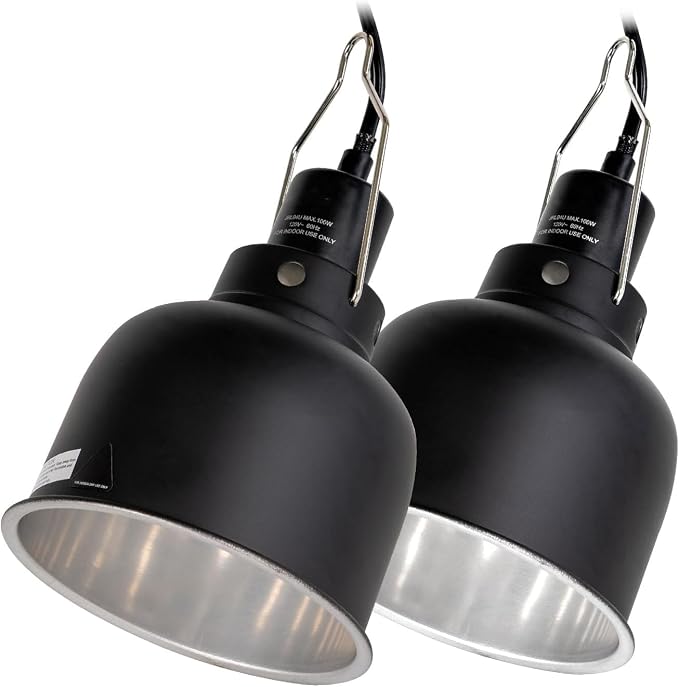 WACOOL TERRA Reptile Light Fixture 2 Pack, 5.5 in Deep Dome Reptile Heat Lamp Fixture, Optical Reflection Terrarium Light Fixture for Reptile UVB UVA Heat Basking Bulbs