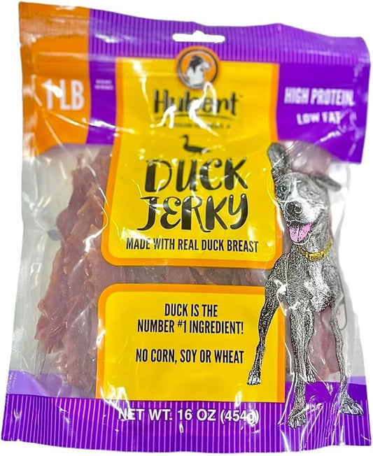 Hubert Pet Duck Jerky Dog Treats, Grain Free, High Protein, Low Fat, 1 lb