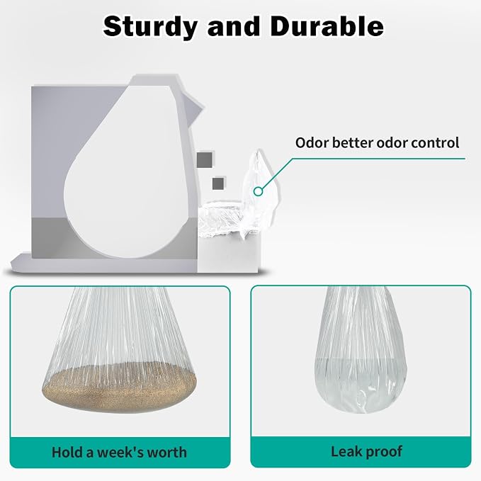 Trash Bags Compatible with Popur X5 Litter Box - with Elastic Band, Thickened Design for Popur X5 Self-Cleaning Cat Litter Box/Home Trash Bags (50 Pcs)