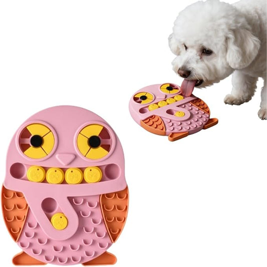 Slow Feeder Dog Bowl & Lick Mat, Interactive Dog Puzzle Toy for Fast Eaters, Treat Dispensing Toys with Non-Slip Base, Sturdy Plastic for Small, Medium, Large Dogs, Healthy Eating (Pink)