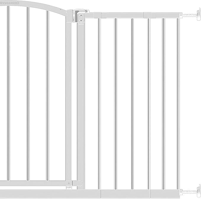 Ozzy & Kazoo Wide Walk-Through Dog Gate, Fits Openings 28.75-39.75” Wide, White Metal Dog Gate, For Doorways and Stairways, 30” Tall
