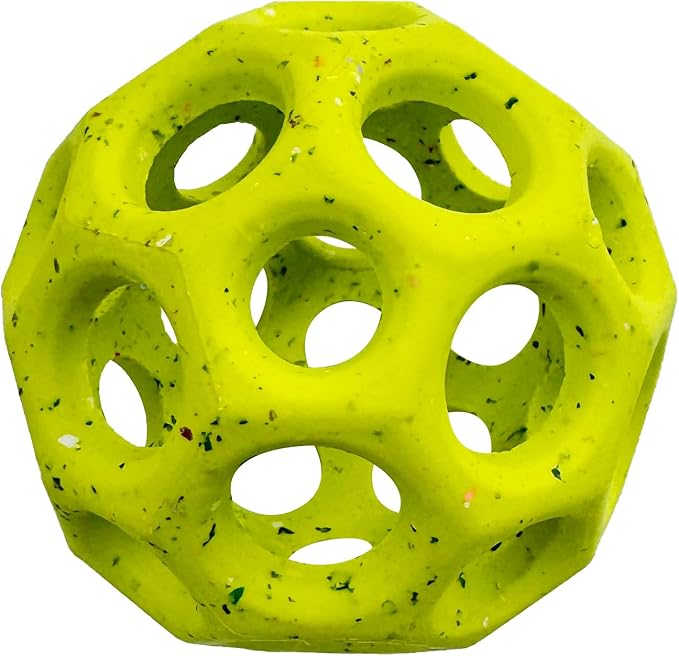 Max Fusion Made with Nike Grind, Arlee Helix Dog Toy, Ball Toys for for Small Dogs, Durable & Natural Rubber Chew Toy for Play, Fetch & Chewing, Yellow, Small, 1 Count