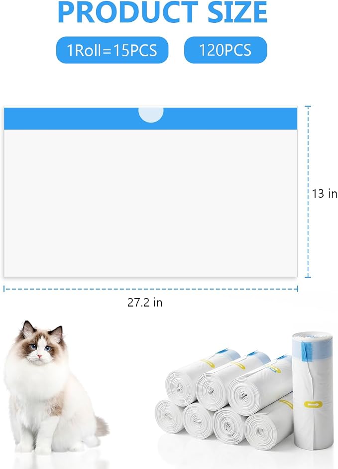Litter Box Liner for PETLIBRO Luma Automatic Cat Litter Box, 120 Count Cat Litter Bags, Thick Drawstring Liners for Automatic Litter Box Waste Drawer
