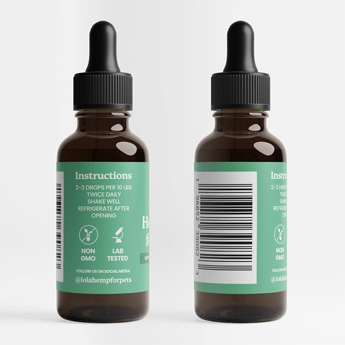 Lolahemp Hemp Oil for Dogs & Cats - Made in USA at Family Farm - Natural Hemp Oil for Joint Support, Promoting Mobility, Relieving Discomfort and Calming Supplement for Promoting Relaxation