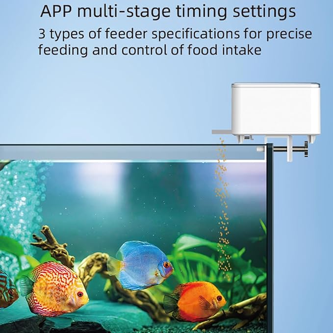 Geevorks WiFi Fish Feeder Automatic Dispenser,Automatic Fish Feeder for Aquarium,Intelligent,Precise Food Distribution,with App Control Timer USB Powered,for Diameter Less Than 4mm Food