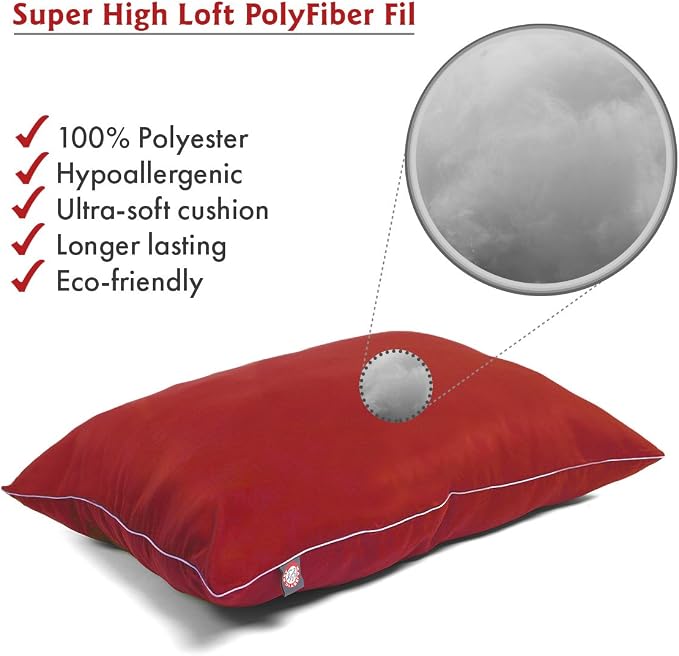 Majestic Pet Rectangle Large Dog Bed Washable – Non Slip Comfy Pet Bed – Dog Crate Bed Super Value Pillow Dog Bed – Dog Kennel Bed for Sleeping - Dog Bed Large Breed 46 x 35 Inch – Solid Red