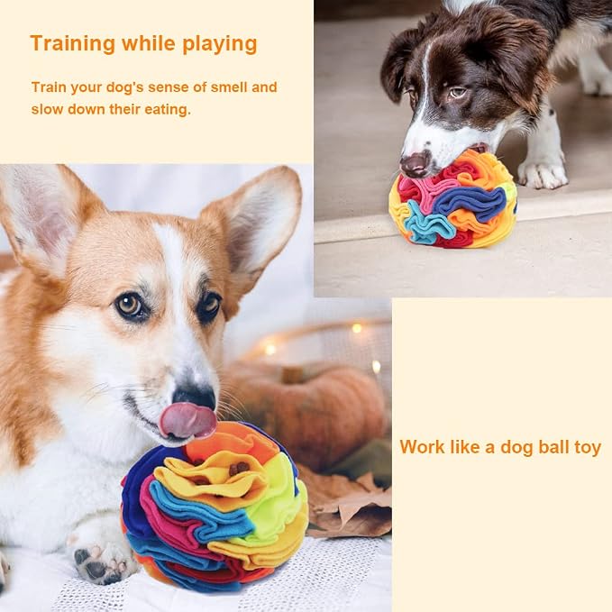 Ablechien Snuffle Ball - Snuffle Ball for Dogs, Interactive Dog Toys to Keep Them Busy, Puppy Dog Puzzle Toy with Storage Bag Machine Washable