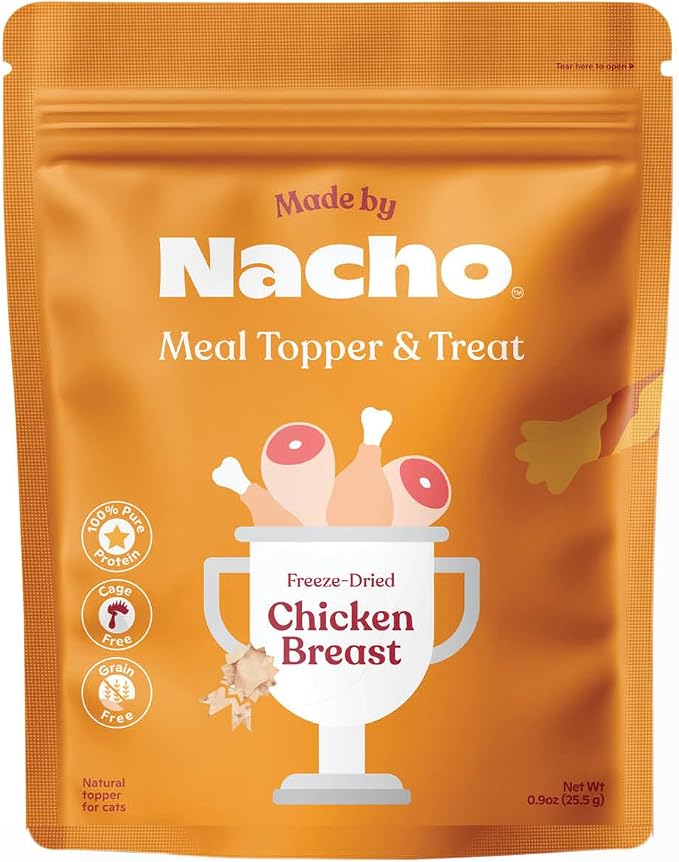 Made by Nacho Freeze-Dried Cat Treats - Healthy, Limited Ingredient Cat Treats - High Protein, Nutrient-Rich Crunchy Treats. (Chicken Breast (.9 oz)), Limited Ingredients