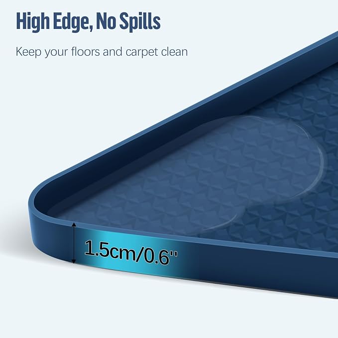 Pee Pad Holder for Dogs, 51" x 25.6" Silicone Pee Tray Mat Leak-Proof, High Edge, No Spill Pet Pad Holder for Puppy, Cat, Rabbit, Training Pads for Floor Protection, No Pee Pads (Navy Blue)