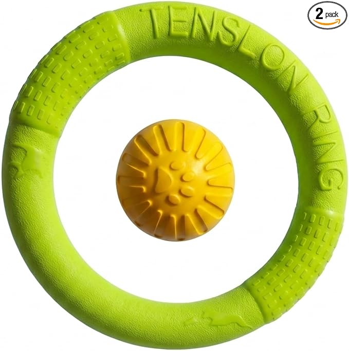 Dog Ring Ball Set Green Large Floating Fetch Toy for Large Dog | Durable EVA Dog Toy Ring and Ball Combo Set, High-Visibility Green Fetch Toys for Large Dogs